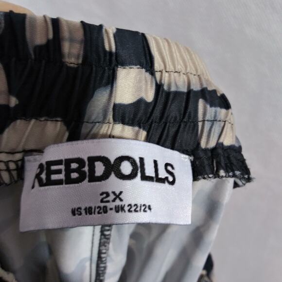 Rebdolls Fully Committed Abstract Drawstring Wide Leg W. Pockets Plus Size 2X - Picture 8 of 8